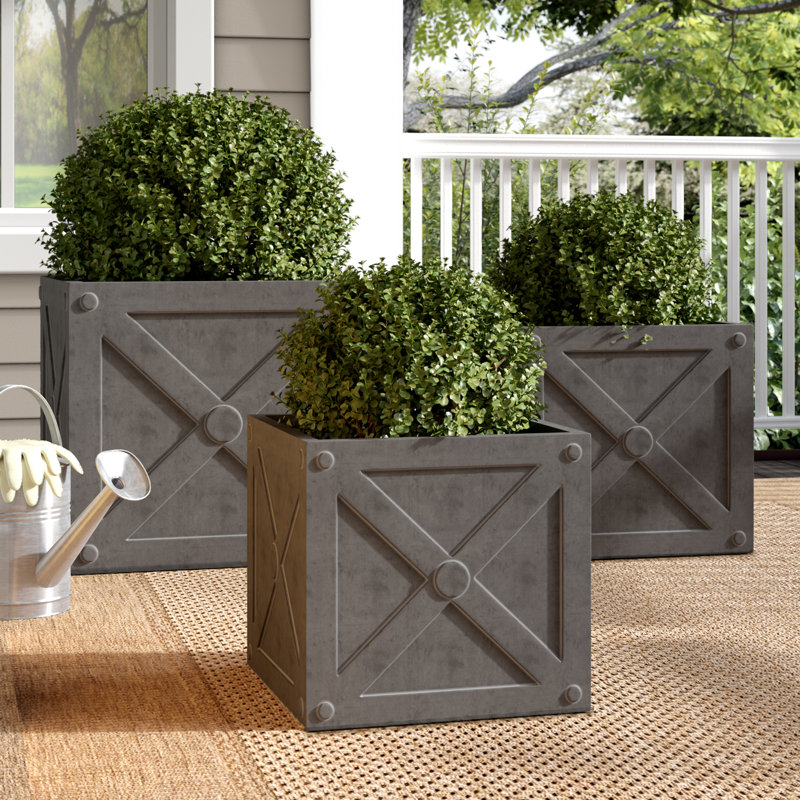 Laurel Foundry Modern Farmhouse 3Piece Composite Planter Box Set Wayfair